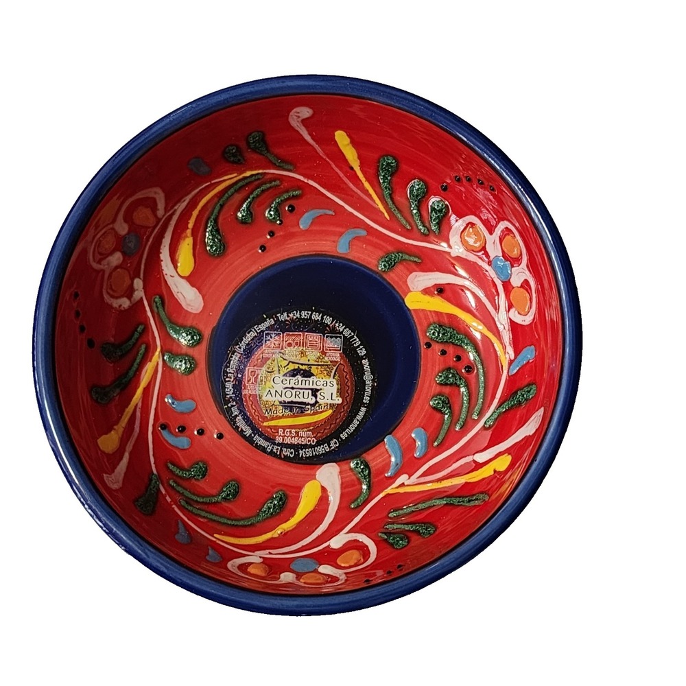 Cobalt Blue Hand Painted 6" Pottery Bowl Made Spain 6"‎